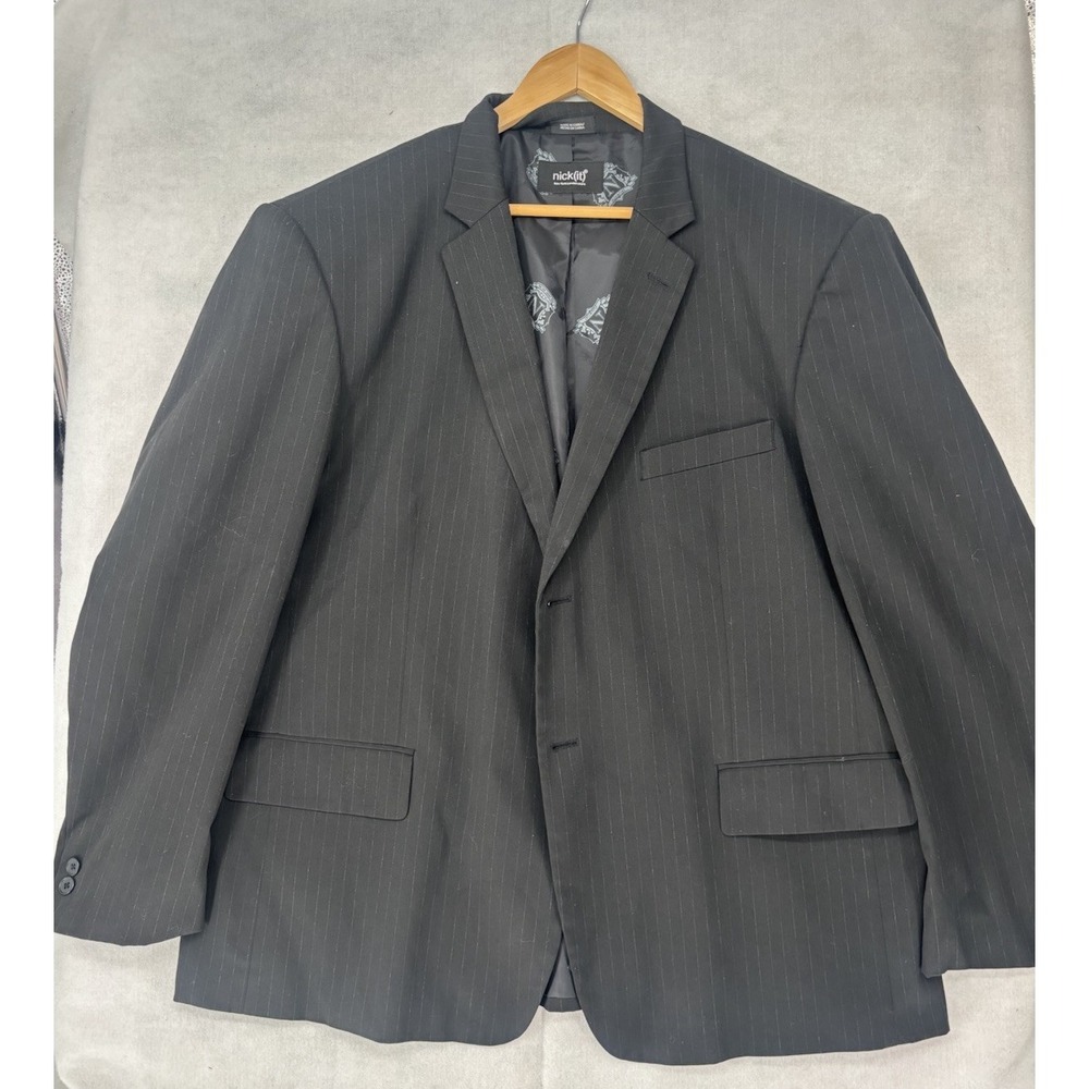 Nick(It) Nick It Sports Coat Jacket Mens 50-52  Blazer Black Pinstripe